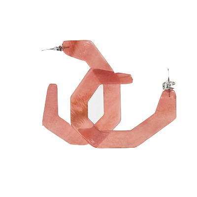 Pink Resin Geometric Earring - 30