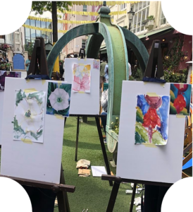 Art Hour: painting on easels for Summerscapes at St Christopher's Place